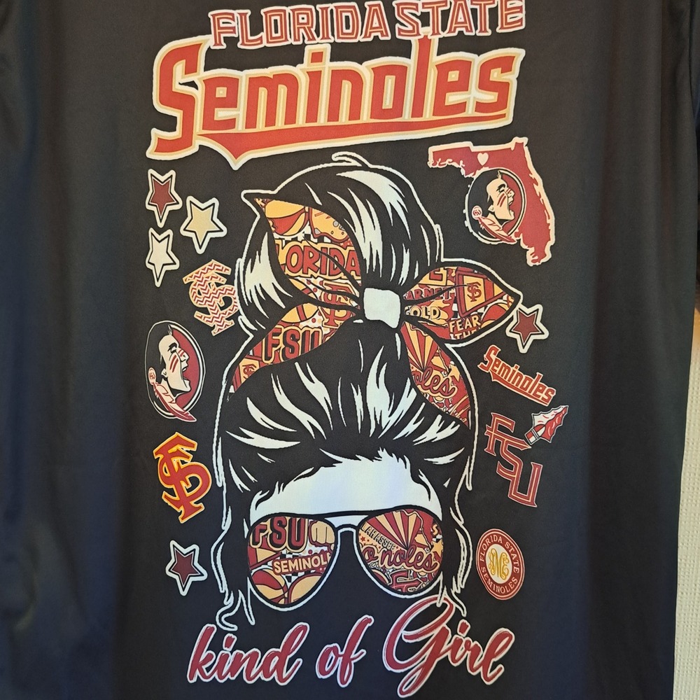 Florida State Seminoles Kind of Girl Graphic Tee Black FSU Short Sleeve Shirt - Picture 3 of 3